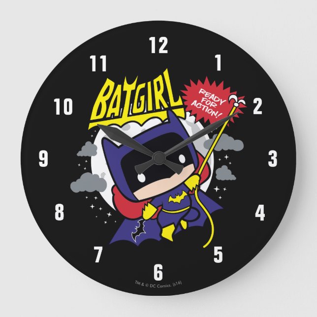 Chibi Batgirl Ready For Action Large Clock (Front)