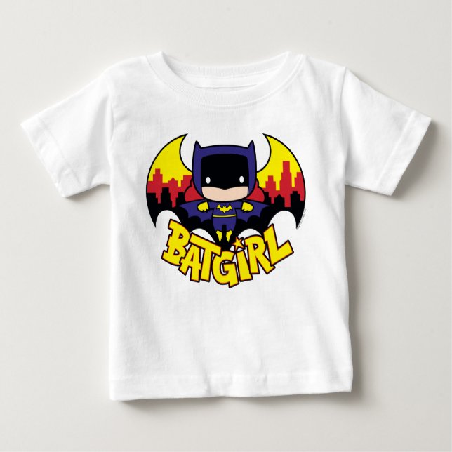 Chibi Batgirl With Gotham Skyline & Logo Baby T-Shirt (Front)