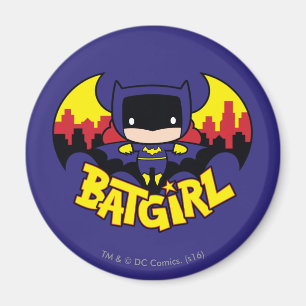 Chibi Batgirl With Gotham Skyline & Logo Magnet