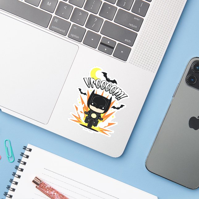 Chibi Batman Batcycle (Laptop w/ iPhone)