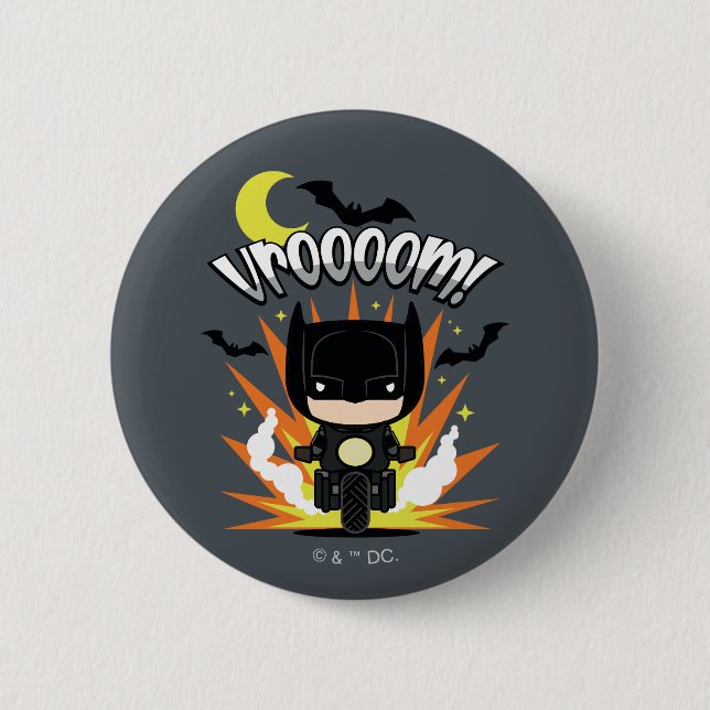 Chibi Batman Batcycle 6 Cm Round Badge (Front)