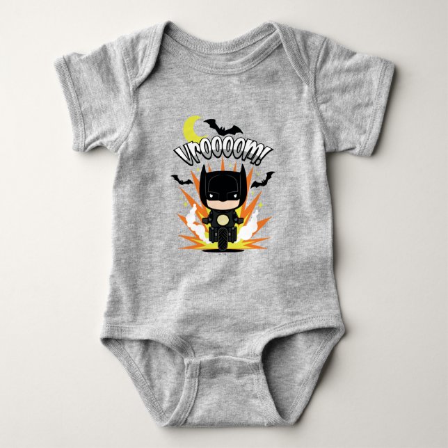 Chibi Batman Batcycle Baby Bodysuit (Front)
