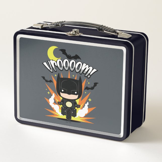 Chibi Batman Batcycle Metal Lunch Box (Front)