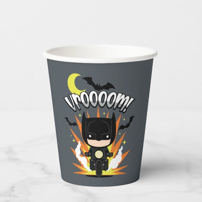 Chibi Batman Batcycle Paper Cups (Front)