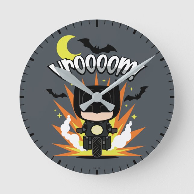 Chibi Batman Batcycle Round Clock (Front)