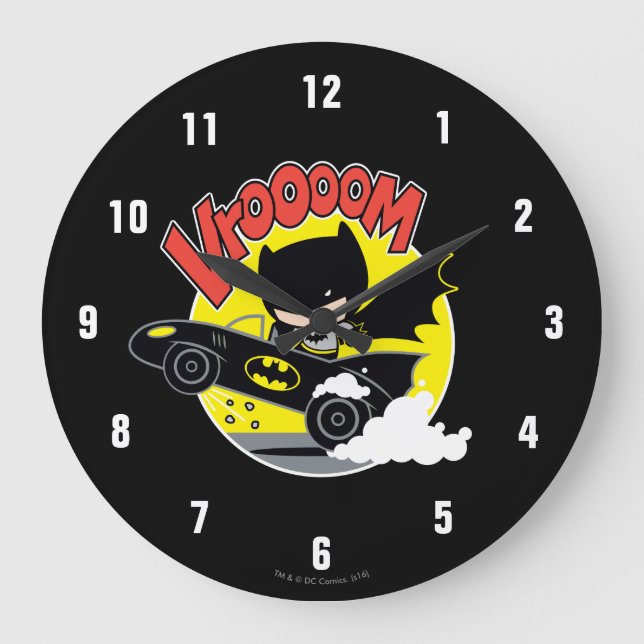 Chibi Batman In The Batmobile Large Clock (Front)