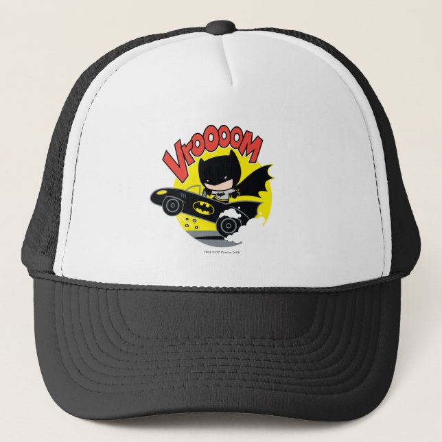 Chibi Batman In The Batmobile Trucker Hat (Front)