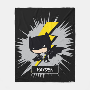 Chibi Batman Lightning Kick Fleece Blanket
