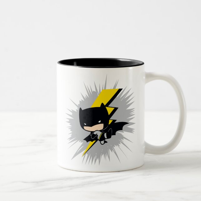 Chibi Batman Lightning Kick Two-Tone Coffee Mug (Right)