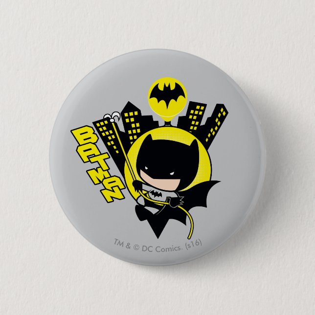 Chibi Batman Scaling The City 6 Cm Round Badge (Front)
