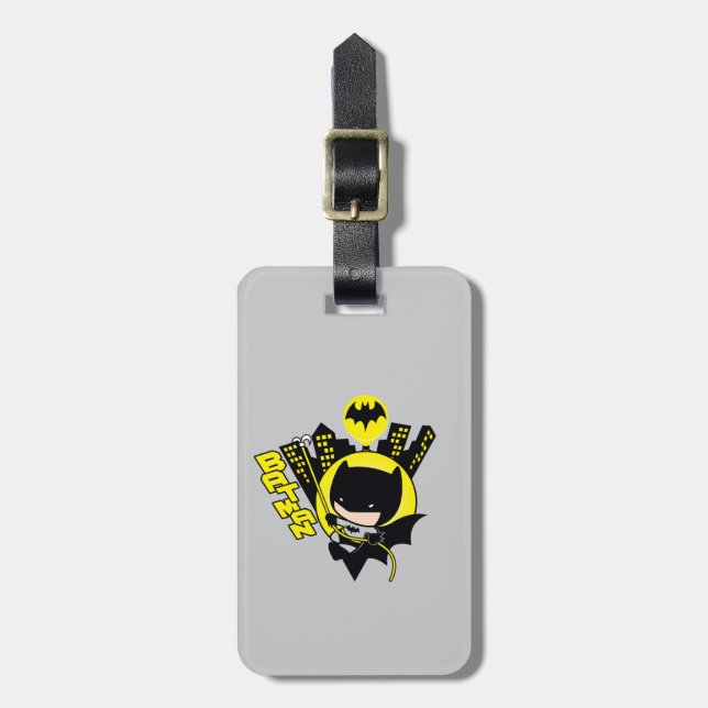Chibi Batman Scaling The City Luggage Tag (Front Vertical)
