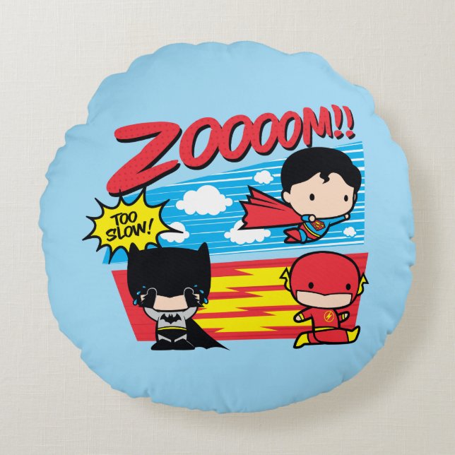 Chibi Batman Too Slow! Round Cushion (Front)