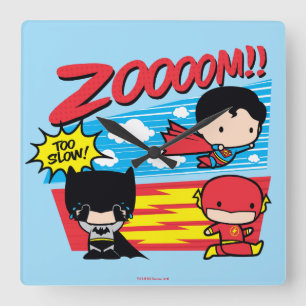 Chibi Batman Too Slow! Square Wall Clock