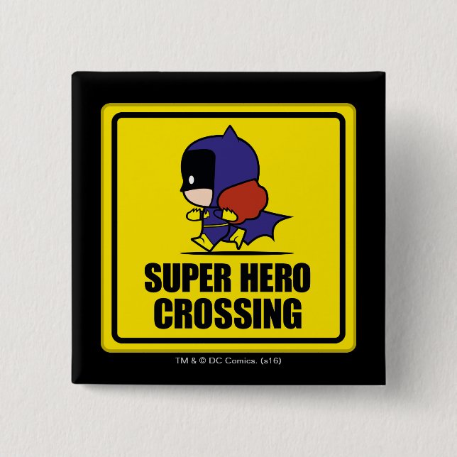 Chibi Batwoman Super Hero Crossing Sign 15 Cm Square Badge (Front)