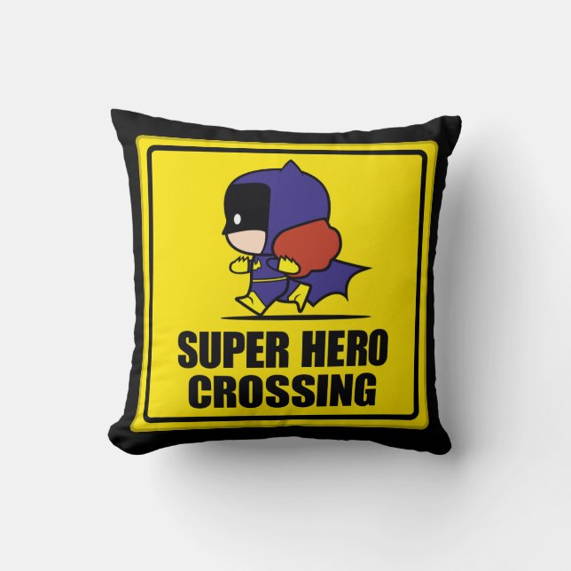 Chibi Batwoman Super Hero Crossing Sign Cushion (Front)