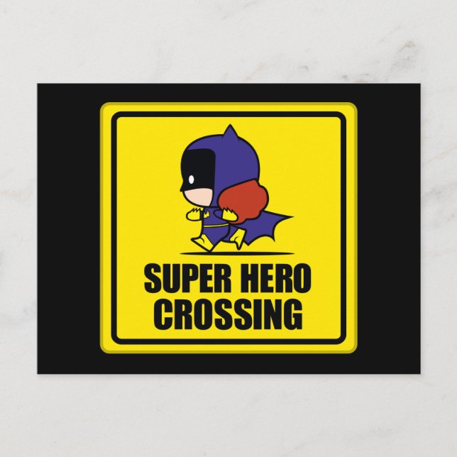 Chibi Batwoman Super Hero Crossing Sign Postcard (Front)