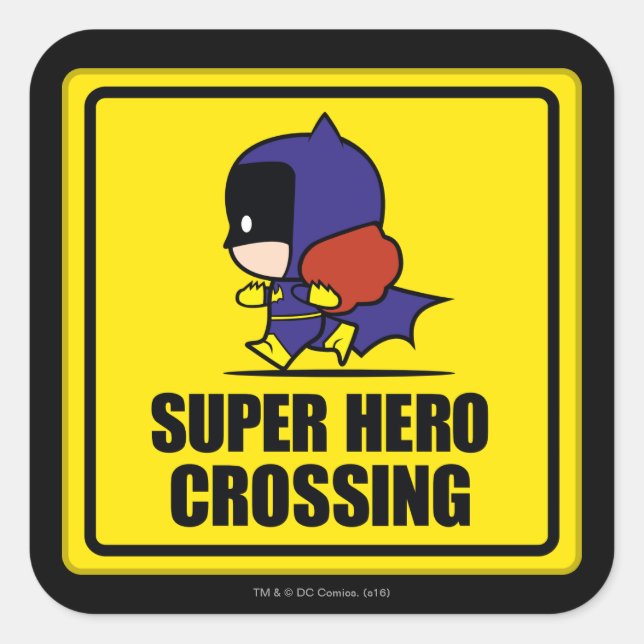 Chibi Batwoman Super Hero Crossing Sign Square Sticker (Front)