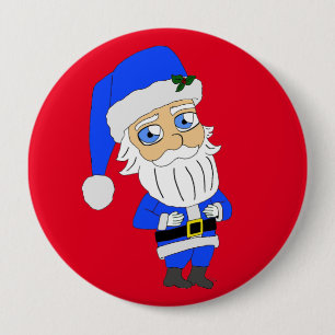 Chibi Blue Suit Santa 10 Cm Round Badge