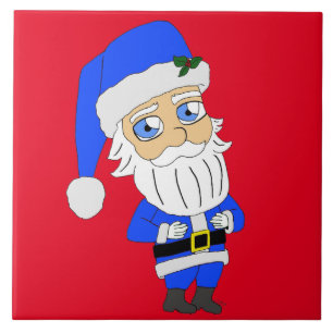 Chibi Blue Suit Santa Ceramic Tile