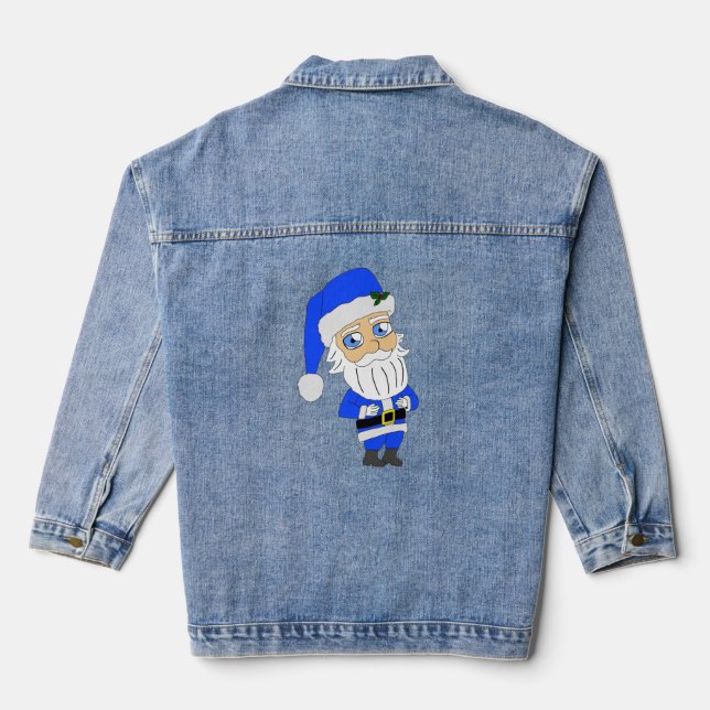 Chibi Blue Suit Santa Denim Jacket (Back)