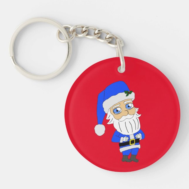Chibi Blue Suit Santa Key Ring (Front)