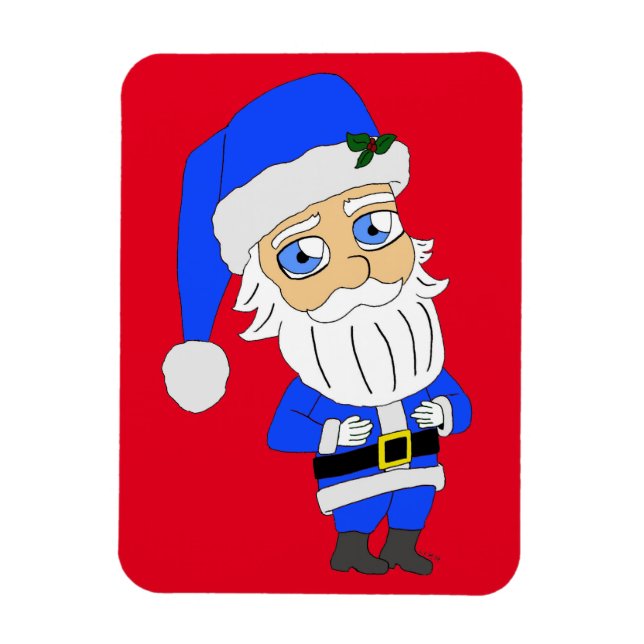 Chibi Blue Suit Santa Magnet (Vertical)