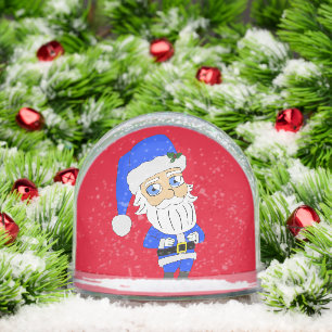 Chibi Blue Suit Santa Snowglobe