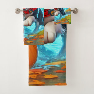 Chibi Border Ninja Dog: Epic Art Bath Towel Set