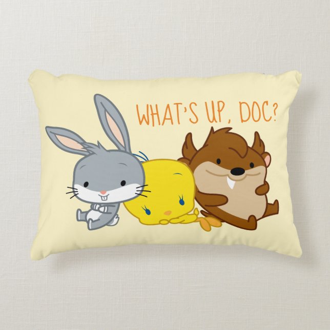 Chibi BUGS BUNNY™, TWEETY™, & TAZ™ Decorative Cushion (Front)