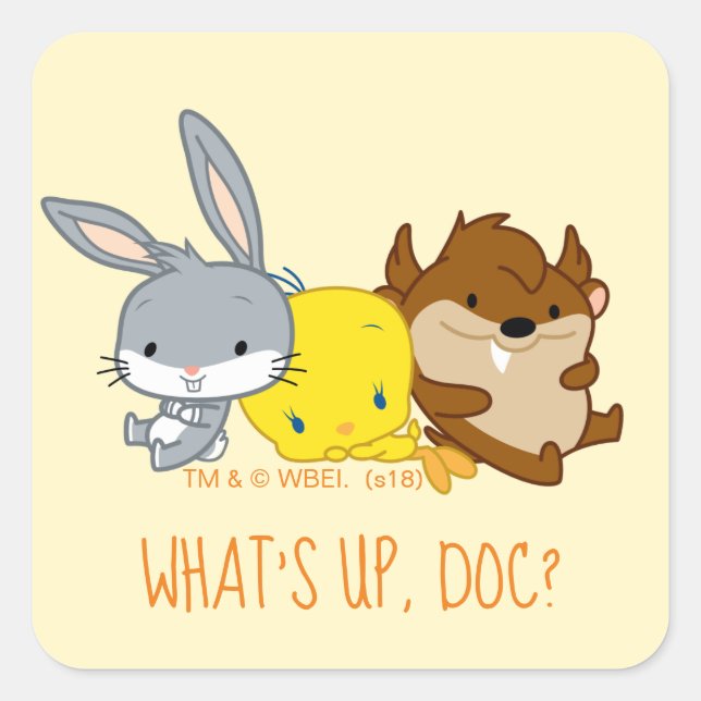 Chibi BUGS BUNNY™, TWEETY™, & TAZ™ Square Sticker (Front)
