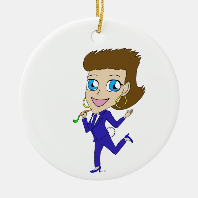 chibi bunny tail  ceramic ornament (Front)