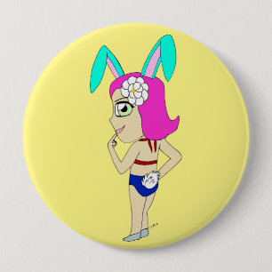 chibi bunnygirl   10 cm round badge