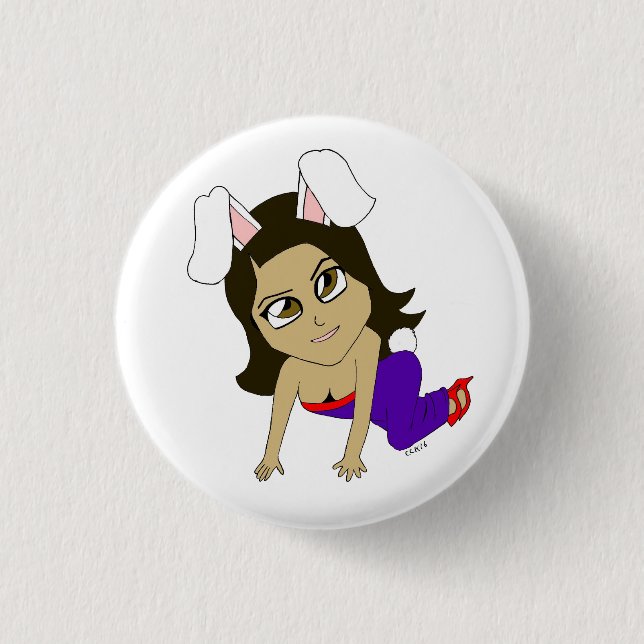 chibi bunnygirl 3 cm round badge (Front)