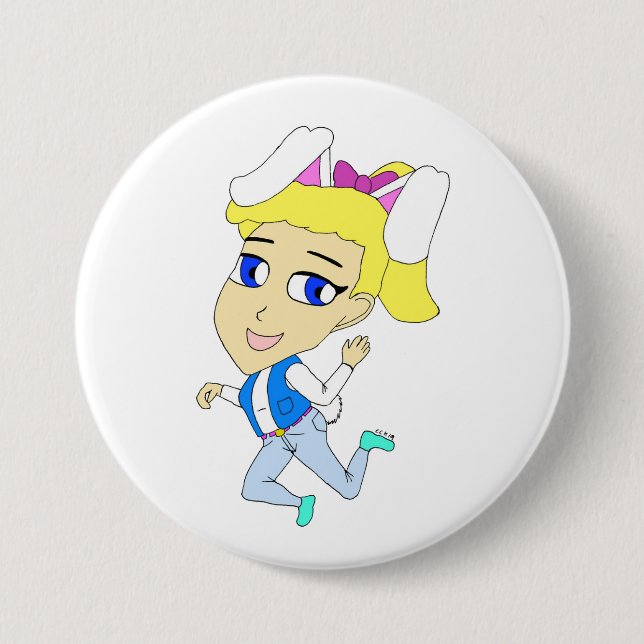 chibi bunnygirl 7.5 cm round badge (Front)