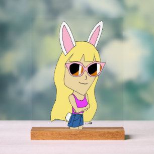 chibi bunnygirl acrylic sign