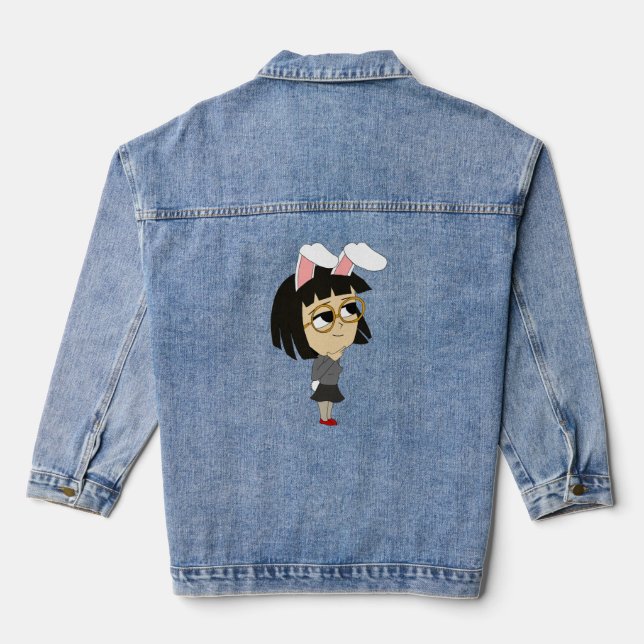 chibi bunnygirl button denim jacket (Back)