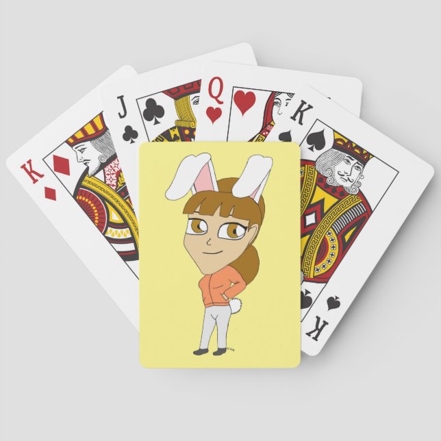 chibi bunnygirl  button playing cards (Back)
