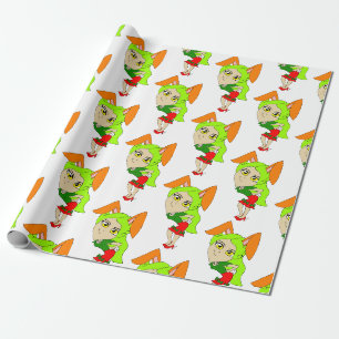 chibi bunnygirl button wrapping paper
