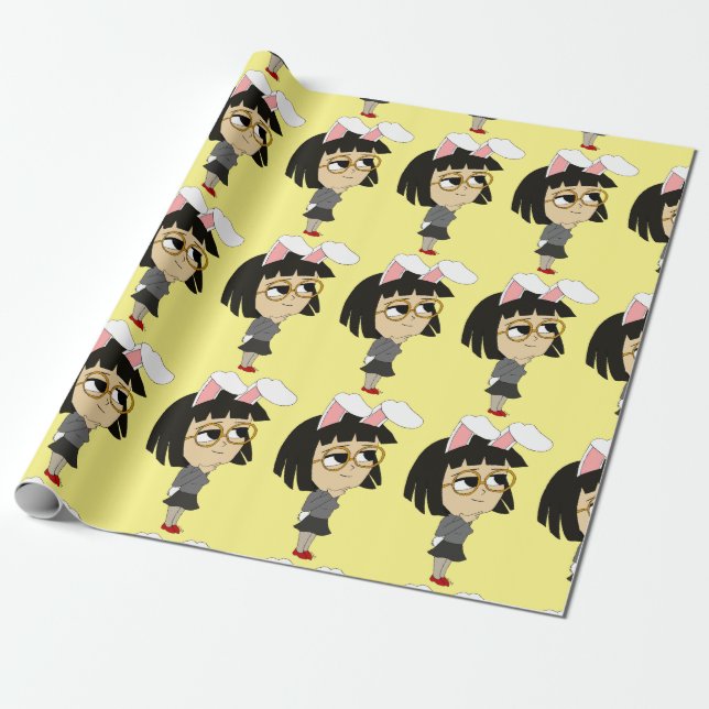 chibi bunnygirl button wrapping paper (Unrolled)