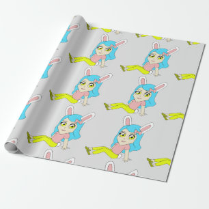 chibi bunnygirl button wrapping paper