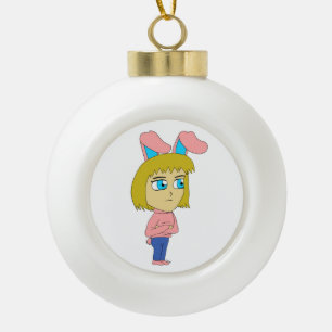 chibi bunnygirl ceramic ball christmas ornament