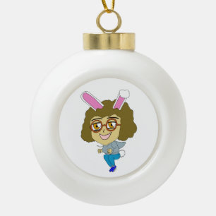 chibi bunnygirl    ceramic ball christmas ornament