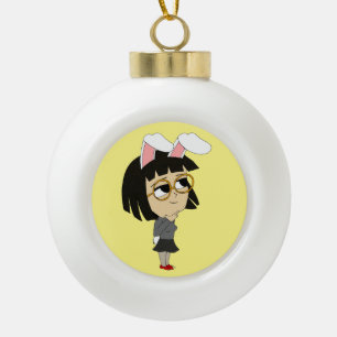 chibi bunnygirl ceramic ball christmas ornament
