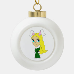 chibi bunnygirl      ceramic ball christmas ornament
