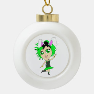 chibi bunnygirl     ceramic ball christmas ornament