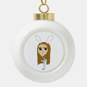 chibi bunnygirl     ceramic ball christmas ornament
