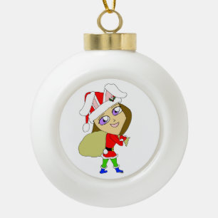 chibi bunnygirl ceramic ball christmas ornament
