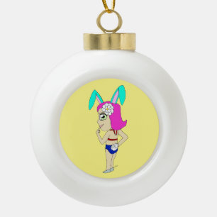 chibi bunnygirl     ceramic ball christmas ornament