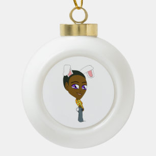 chibi bunnygirl ceramic ball christmas ornament