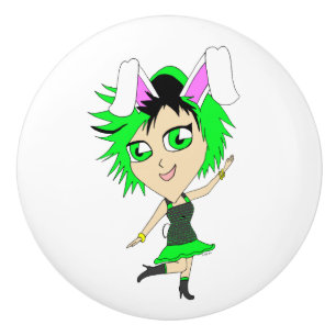 chibi bunnygirl ceramic knob